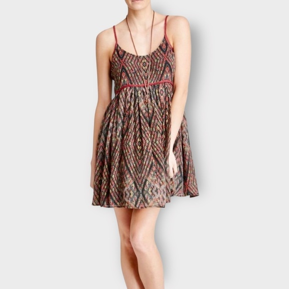 Free People ‘Kaleidoscopes in the Sky’ Babydoll Dress in “Black Combo” Size XS - Picture 1 of 16